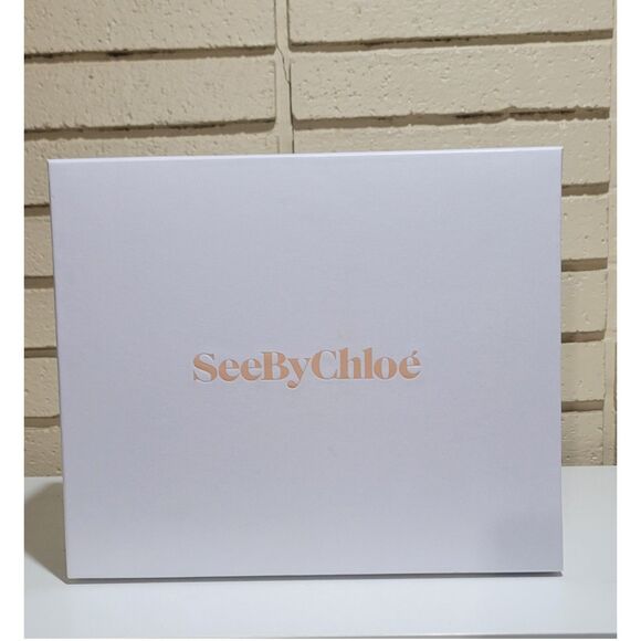 NIB See By Chloe Glyn Leather Tan Espadrille Platform Wedge Sandal Size EU 40 - Picture 12 of 16